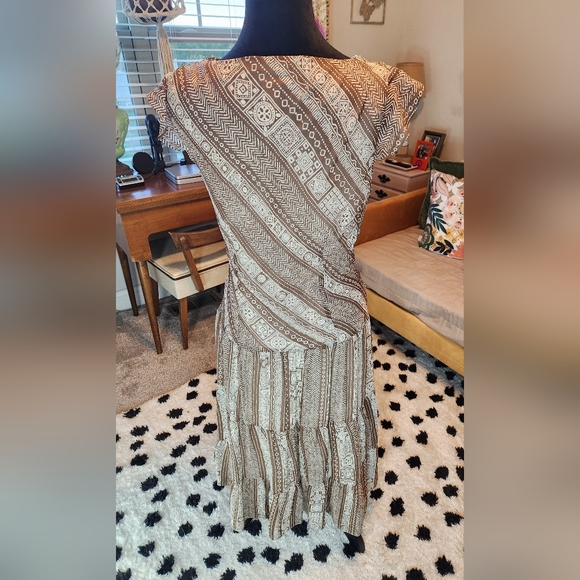 Y2K 90's Boho Dress Ankle Length Form Fitting size 10 Turquoise accents - Picture 2 of 6